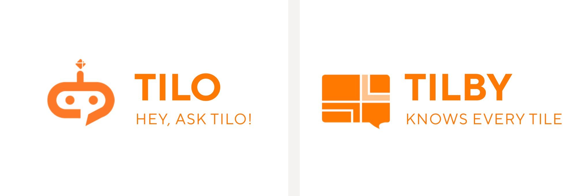 Concept 1 TILO, Hey ask Tilo, chosen; Concept 2 TILBY, knows every tile